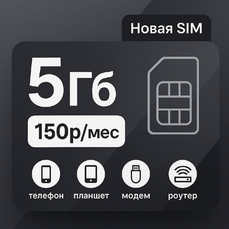 Симкарты Теле2 5 гб для всех устройств. Осталось небольшое количество    -Або...