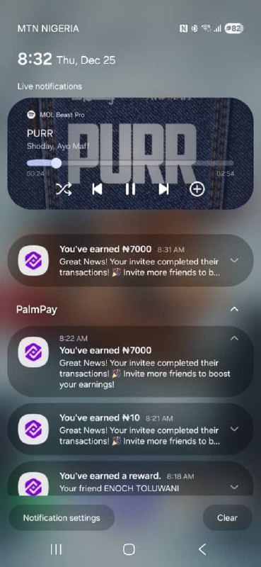 Don't snooze 7k per refer   Palmpay blessings bots 10 refer 70k everyone has ...