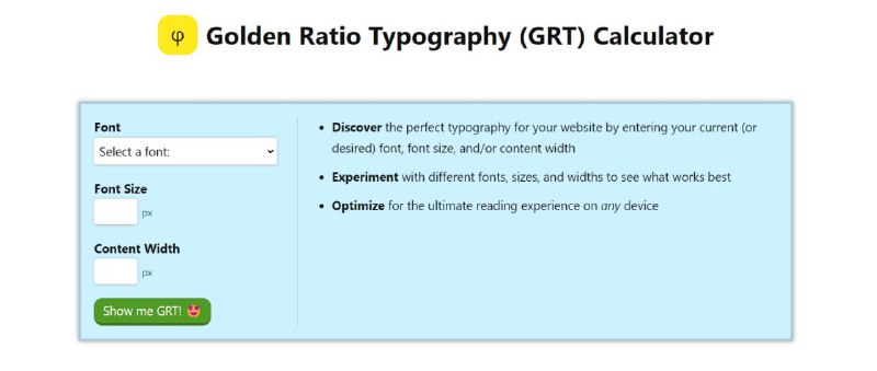 GRT Calculator — подбираем размер шрифта на основе золотого сечения  Да, подх...
